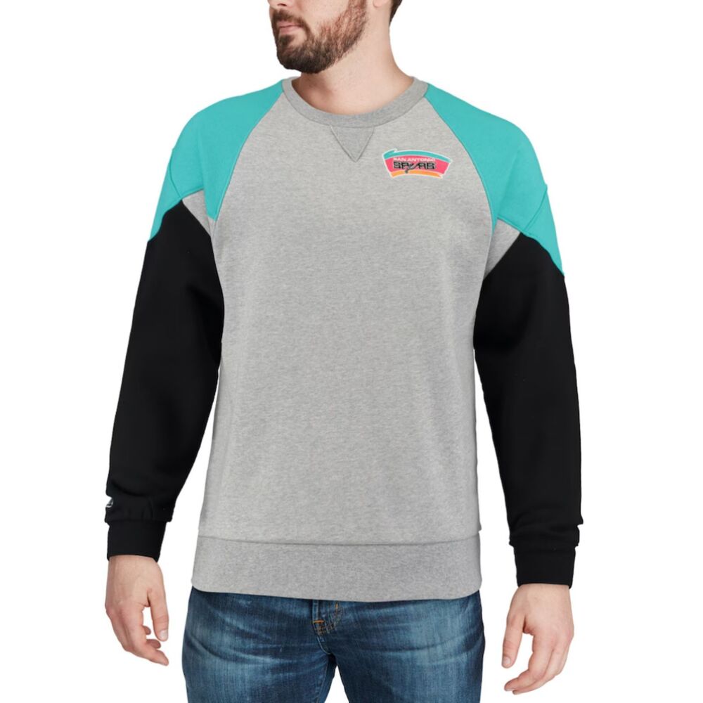 NWT Mitchell & Ness San Antonio Spurs Retro Trading Block Crewneck Sweatshirt S